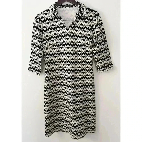 J.Mclaughlin Cadence Collared Stretch Knit Geometric Shift Dress Women’s XS - Picture 1 of 6